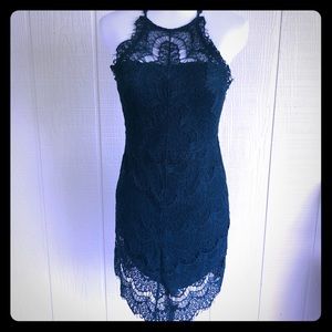 Free People Emerald green lace dress